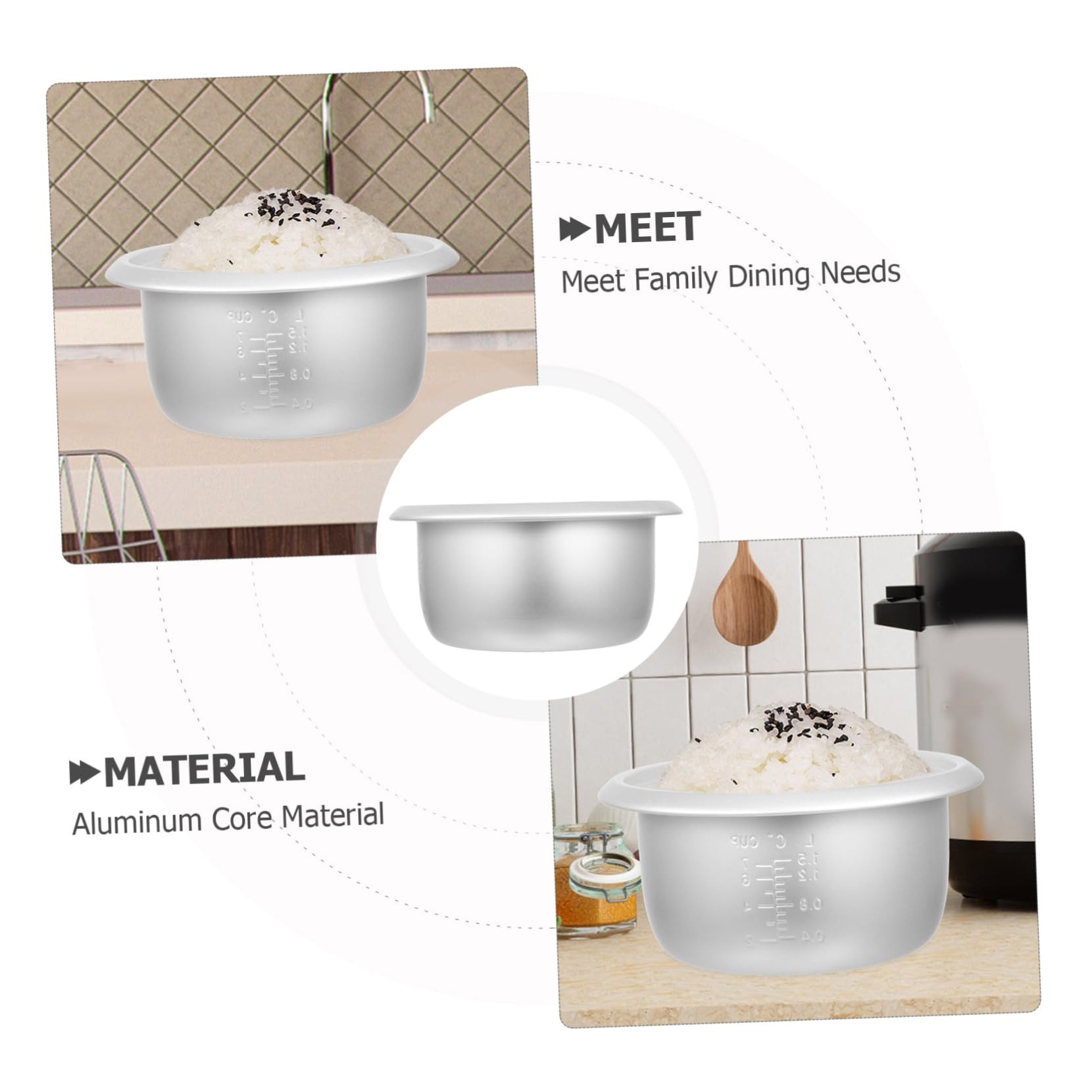 Pot Intérieur 3l en Alliage D'aluminium pour Cuiseur à Riz Facile à Remplacer Accessoire de Cuisinière Design Convivial Cuisine et Hôtels