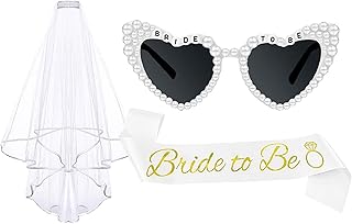 Bride Sunglasses with Pearl Bride to Be Sash and Layer Veil for Bachelorette Bridal Shower Engagement Party Favors