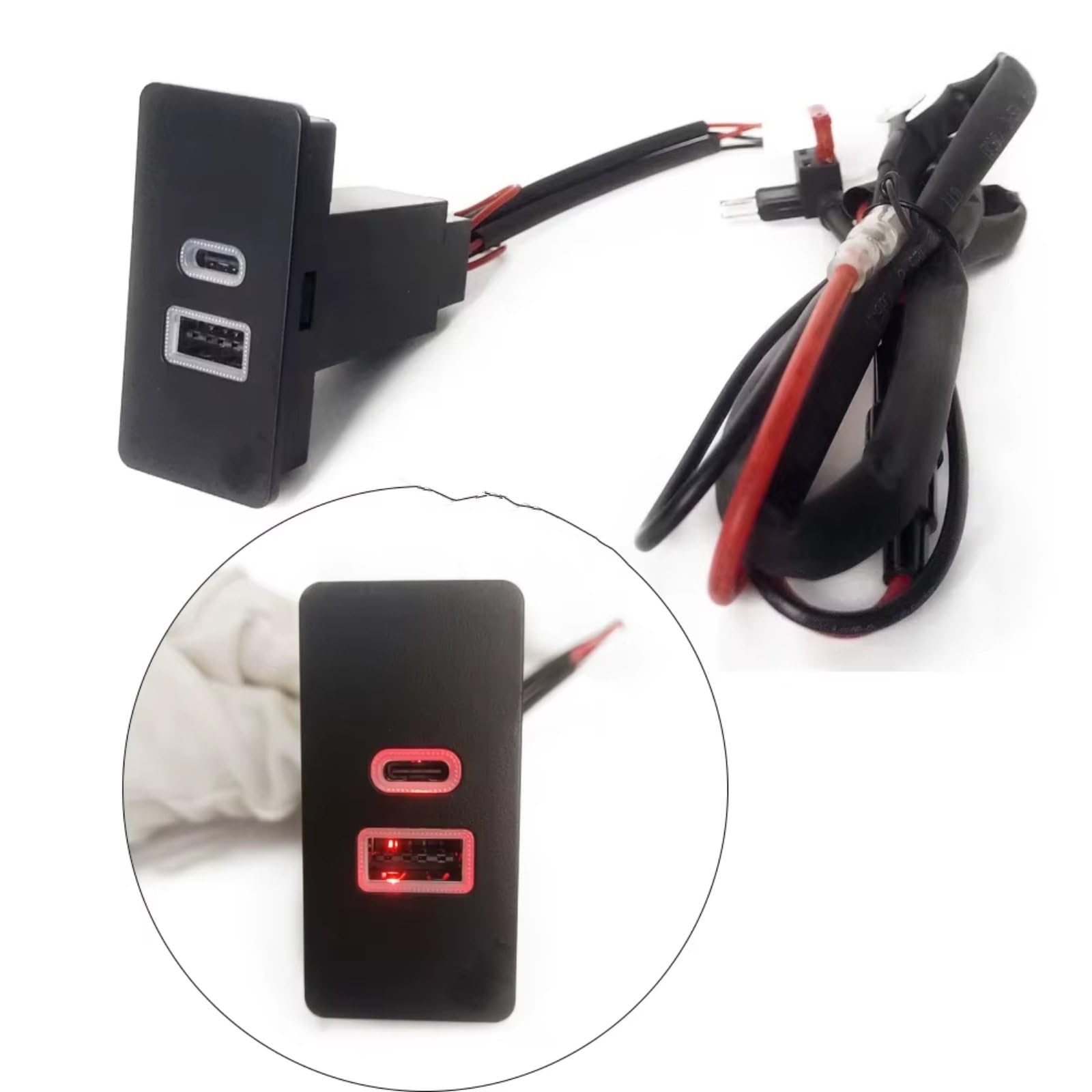 Centre Port USB Voiture Compatible Avec VW Pour Golf 7 Pour Passat Pour Jetta 12V 24V Voiture Pour Type C PD Lumière Double Téléphone Adaptateur Chargeur Interface USB AUX voiture