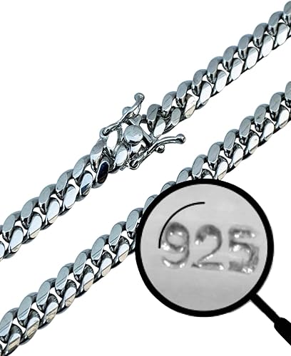 Cadena cubana de plata de ley 925 de Miami, para hombre pesado, 0.236in, cadena cubana de 18 a 30 pulgadas, fabricada en Italia, Metal