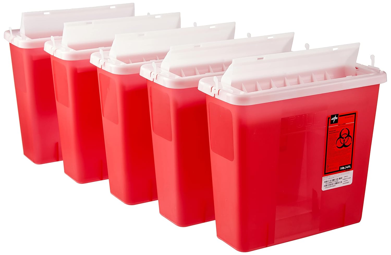 Medline Sharps Container, 5 Quart, CounterBalance Lid, Red