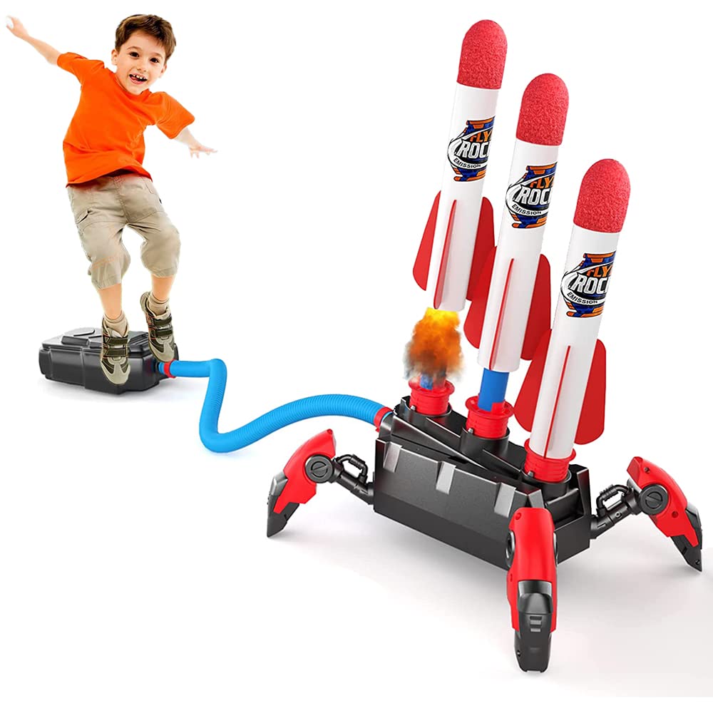 Masroo Rocket Launcher toy for Kidsï¼ŒFly Rocket Toy Air Rocket Launchers, Kids Outdoor Toys For Boys Garden Toys For Girls Birthday Gift 6 Foam Rockets