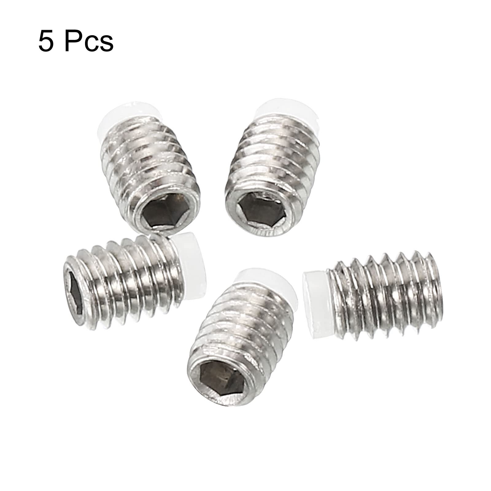 PATIKIL M4x5mm Grub Screw, 5 Pack Metric Hex Socket Head Nylon Cup Point Set Screws Internal Hex Drive Hardware, 304 Stainless Steel - Image 3