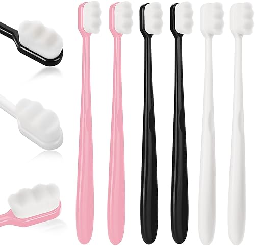 WLLHYF 6 cepillos de dientes extra suaves micro nano cepillos de dientes con 10000 cerdas de fibra estéril sin dolor cepillo de dientes para encías