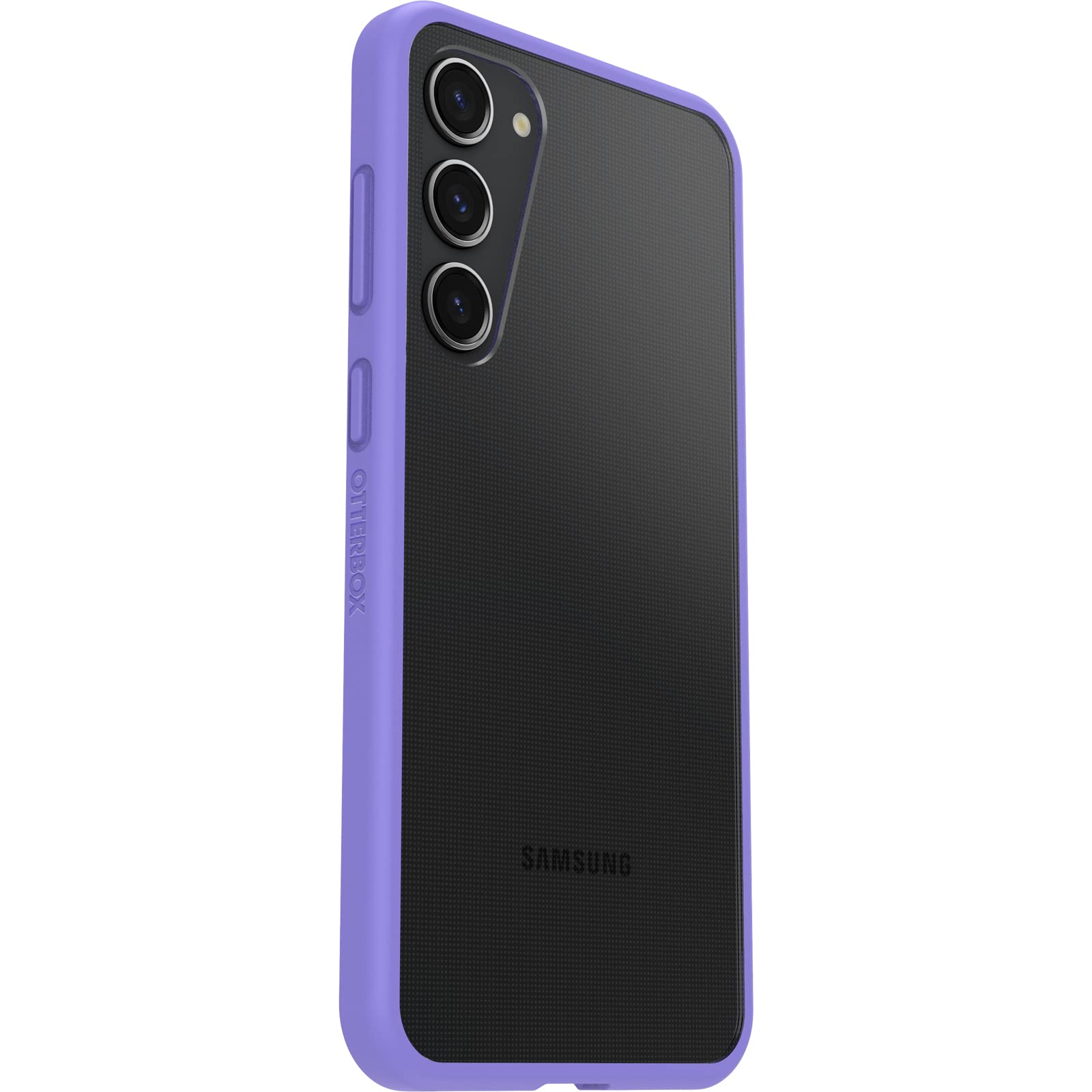 OtterBox Cover per Samsung Galaxy S23 React Series, Resistente a Shock e Cadute Fino, Cover Ultrasottile, Testata a Norme Mil-Std 810G, Trasparente/Viola
