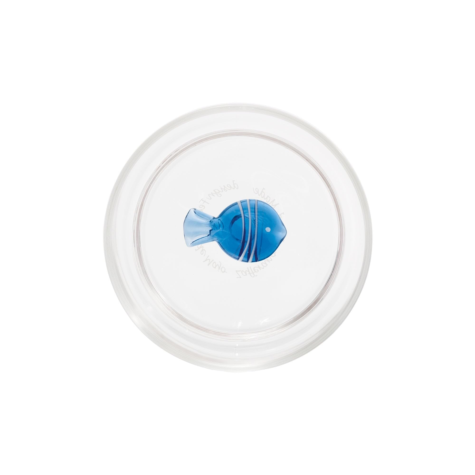 Zafferano Set di 6 bicchieri Tumbler Teca Mare con motivo pesce a globo in vetro borosilicato artigianale trasparente, design impilabile ed ergonomico