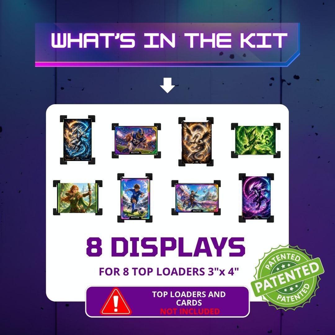 Top Loader Display Kit mit Pinnnadeln - Sammelkarten-Wanddisplay für 3x4 Toploader - Sportkarten-Displayhalter - Baseball, Basketball, Fußball & TCG Card Organizer