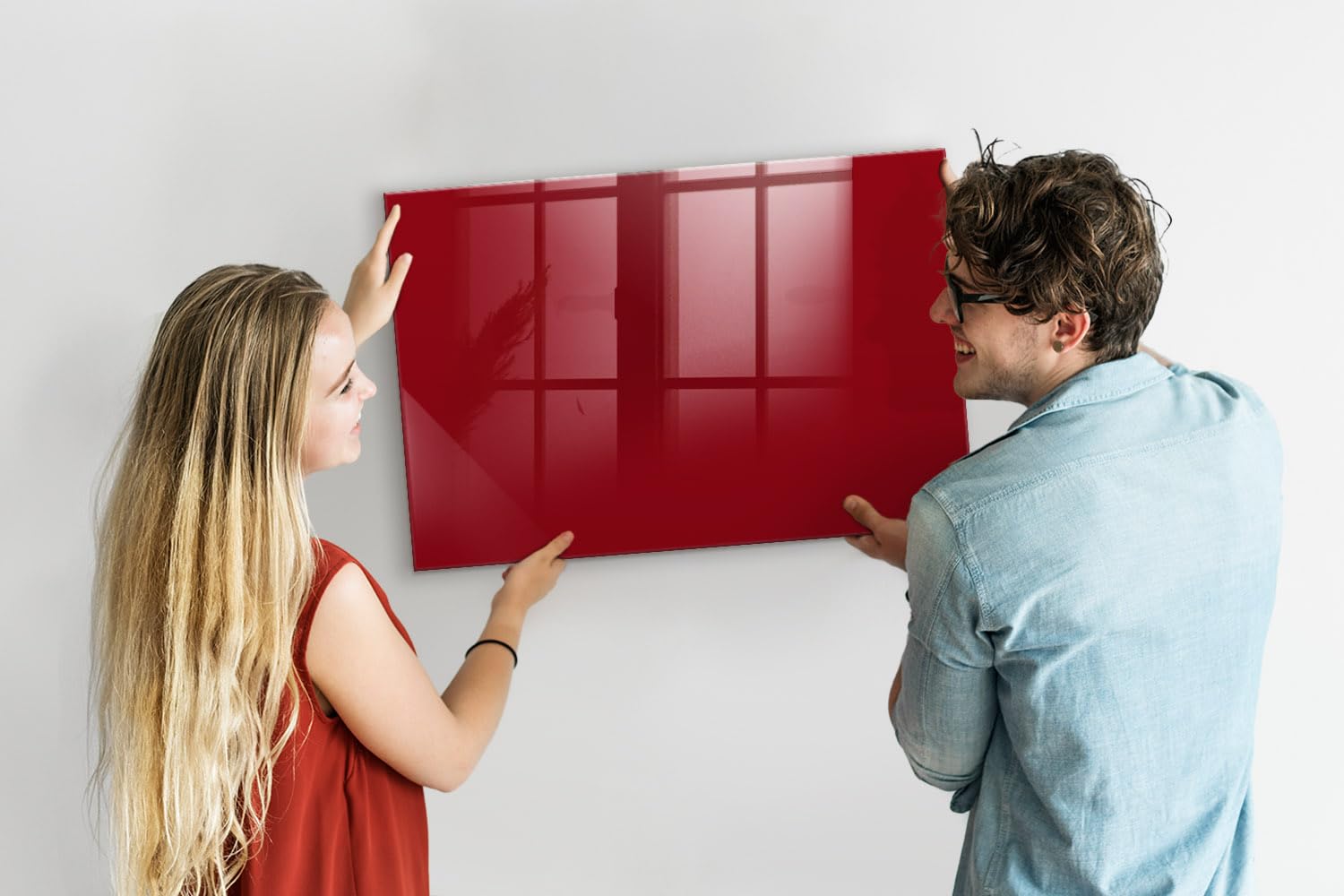 Menú y Pizarra Magnética para Restaurantes y Cafeterías 90x60 color rojo | Tablero Imantado | Cristal Templado | Mural de Pared | Placa de Acero | Cartelera Informativa | Organizador de Tareas