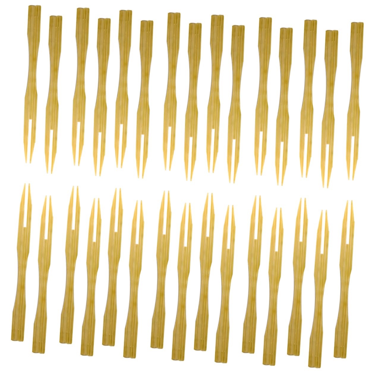Alipis Bamboo Fruit Forks 100 Pack Food Picks Single Wrap for Parties Fruit Cake Salad Healthy and Safe