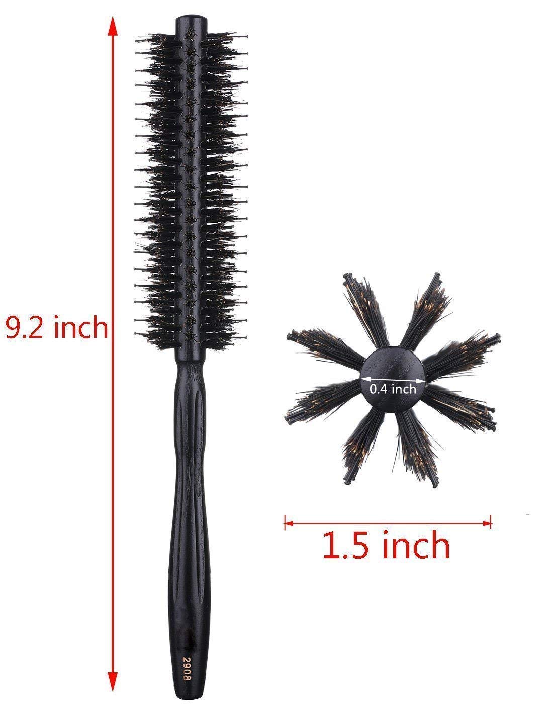 PERFEHAIR Boar Bristle Brush, Small Round Hair Brush for Thin or Short Hair, 1.5 Inch with Natural Boar and Nylon Bristles