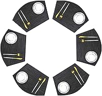 Vista 7 de Juego de 6 manteles individuales de cuña para mesa redonda de vinilo tejido de vinilo antideslizante de plástico (champán)