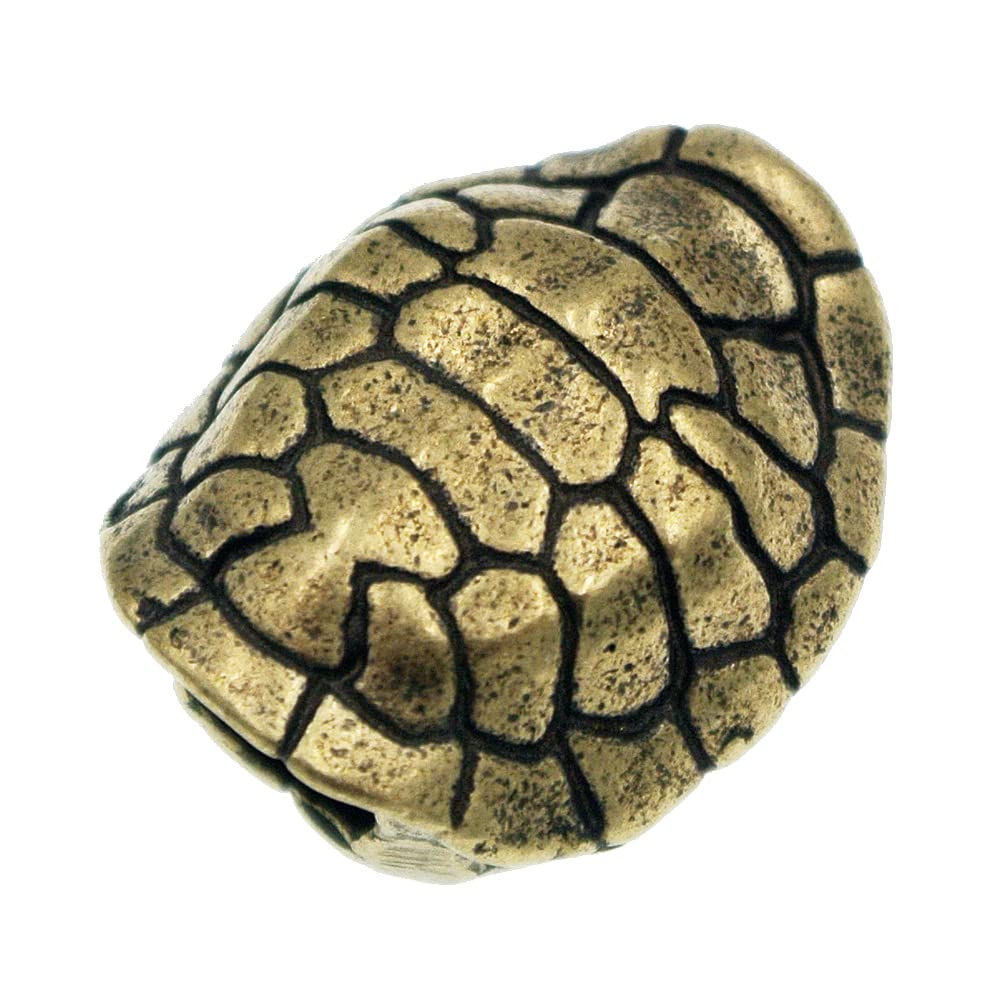 Retro Brass Paracord Bead,Turtle Shell Carved Antique EDC for Knife Lanyard Cord Bracelet Flashlight Charms (Gold)