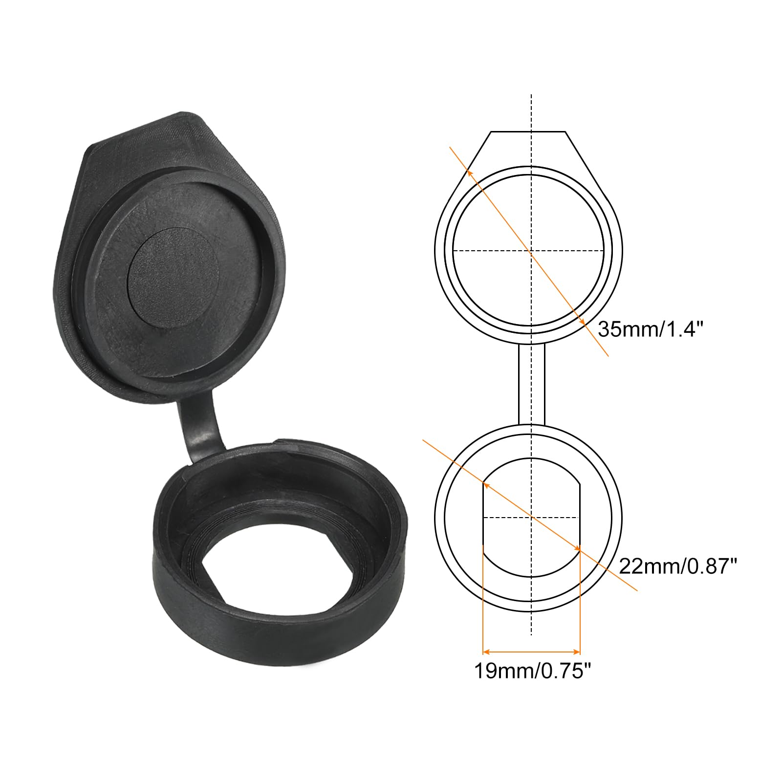 PATIKIL 22mm Door Lock Dust Cover, 8 Pack PE Plastic Waterproof Keys Panel Cam Lock Dust Cover Caps for 22mm Cam Lock, Black - Image 2