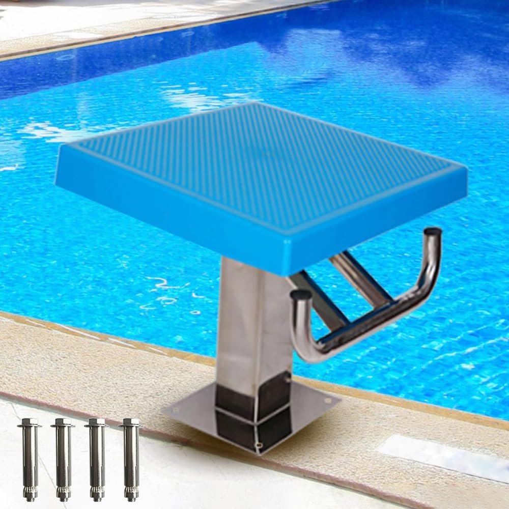 Schwimmbad-Sprungplattform, rutschfeste Sprungbretter aus Edelstahl, Hochleistungspools Trainingswettkampf geneigte Arbeitsplatten-Sprungplattform, Last 600 lb, geneigt um 15 °