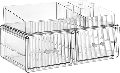 Miniatura 2 de ZHIAI Cajón de almacenamiento apilable, caja de almacenamiento de acrílico cosmético, organizador de almacenamiento de cosméticos y productos de