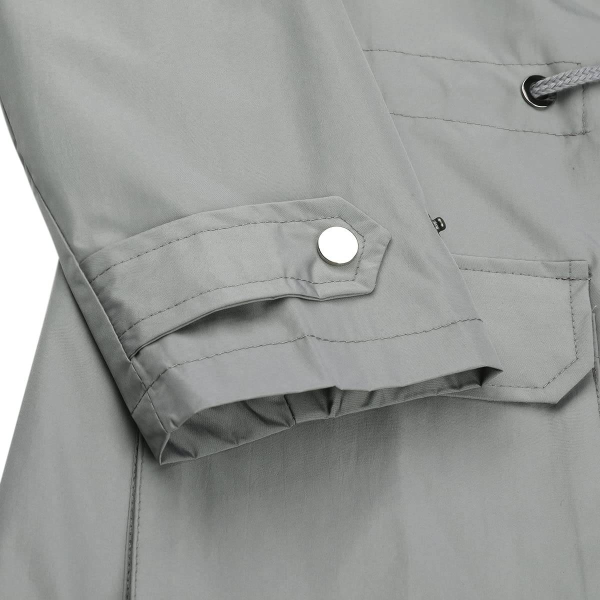YUNCLOS - Abrigo impermeable para mujer, elegante, cortavientos con capucha, largo y delgado, color sólido