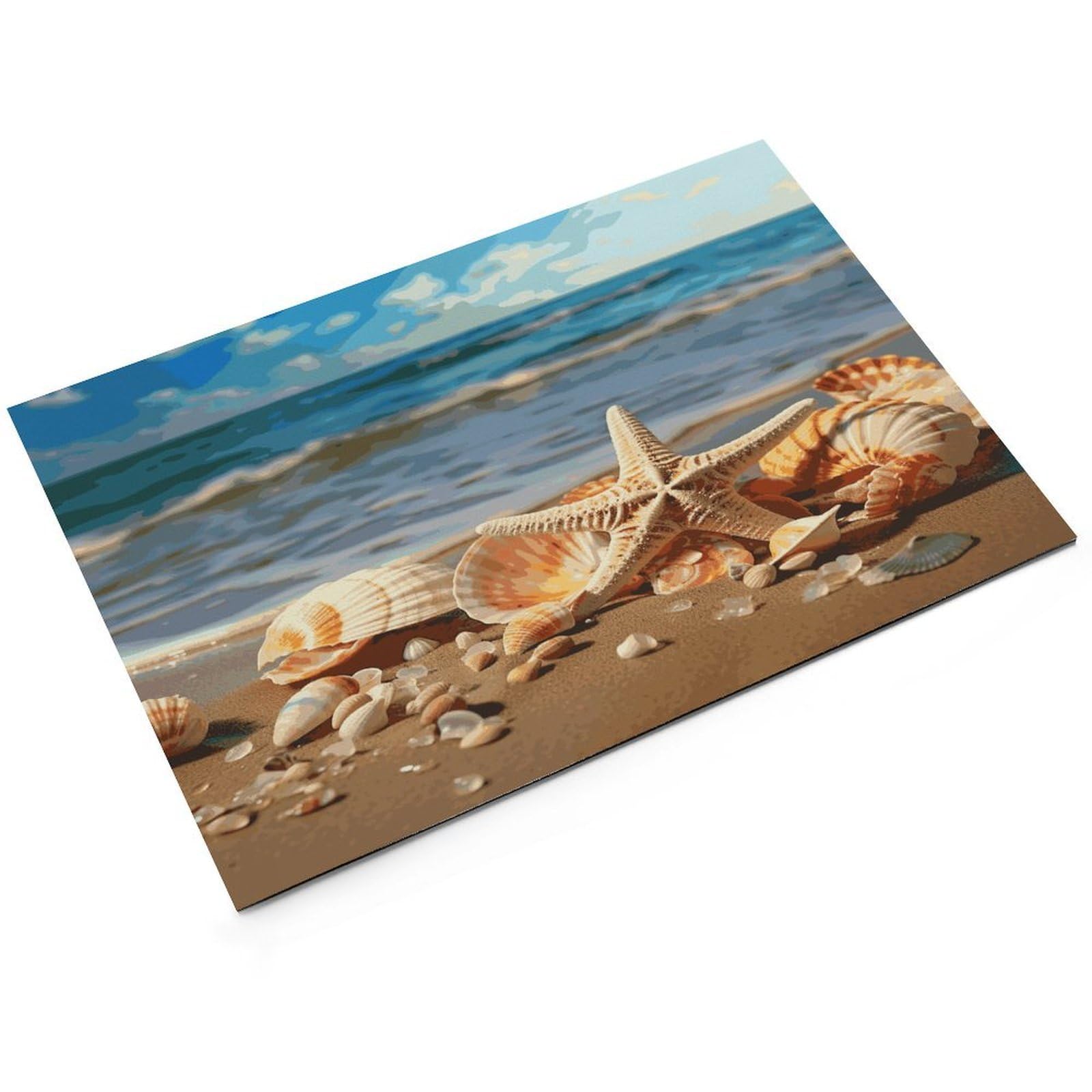 Tapis de nourriture pour chat avec coquillages sur la plage de sable – Tapis d'alimentation antidérapant pour chien facile à nettoyer pour la nourriture et l'eau, tapis de gamelle pour chien et chat