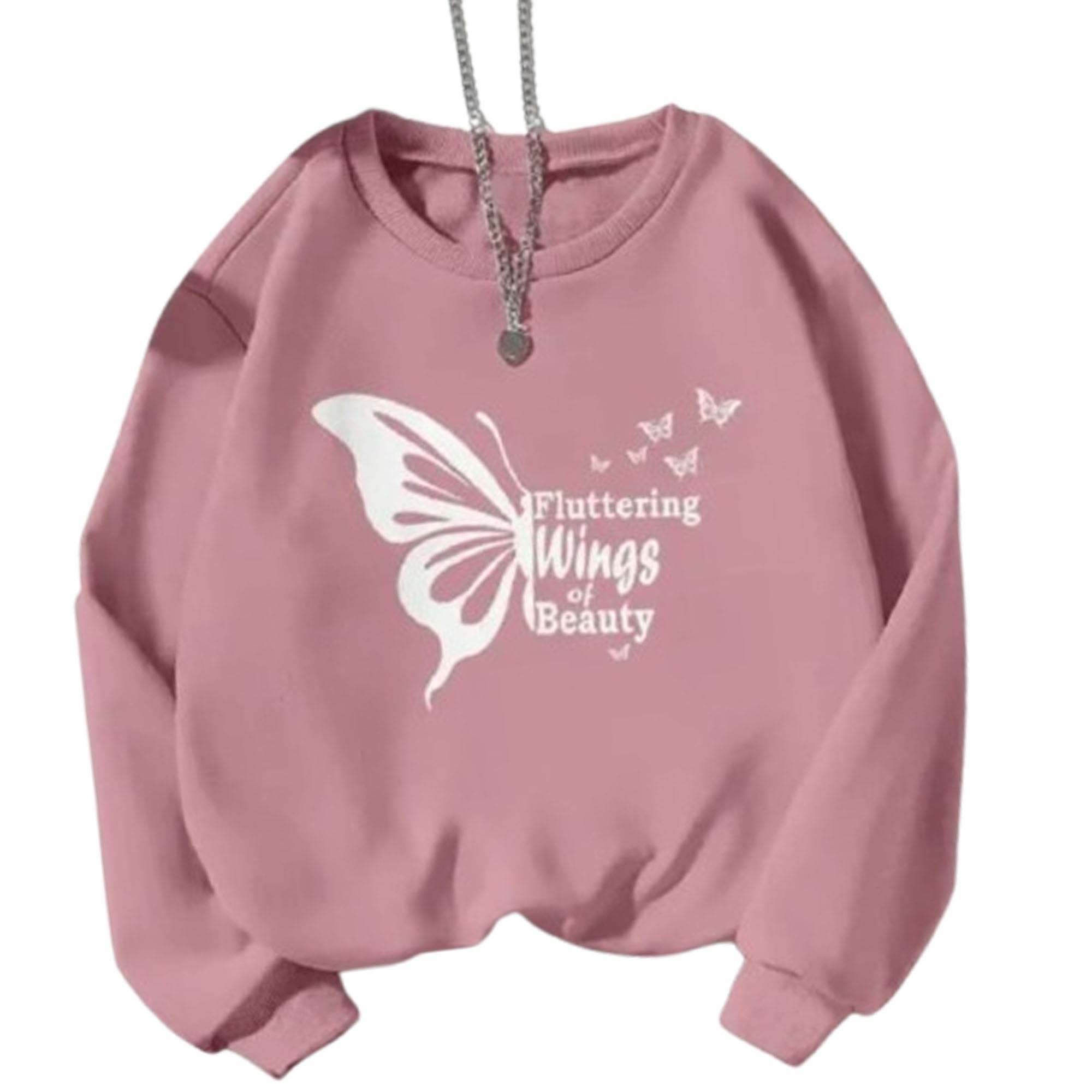 DRAXSTAR Women’s Regular Sweatshirt – Pink Casual Pullover, Long Sleeve Round Neck Loose Fit Winter Top, Soft Cotton Blend Hoodie Style-picture-14