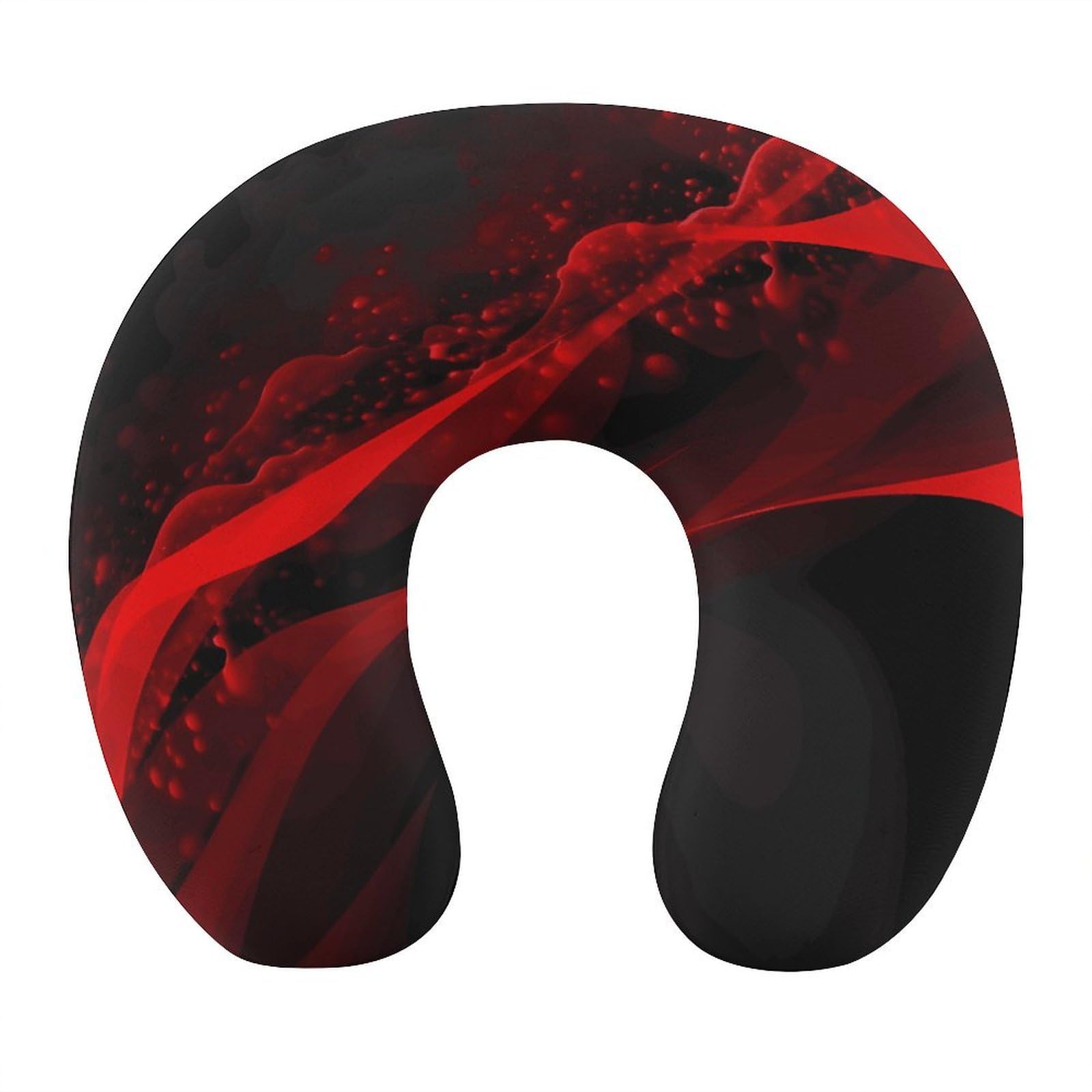 VstaDank Black and Red Background Neck Pillow Memory Foam Sleeping U Shaped Pillows Cooling Travel Head Support Pillows Super Lightweight Portable Airplane Pillow for Car Office Rest