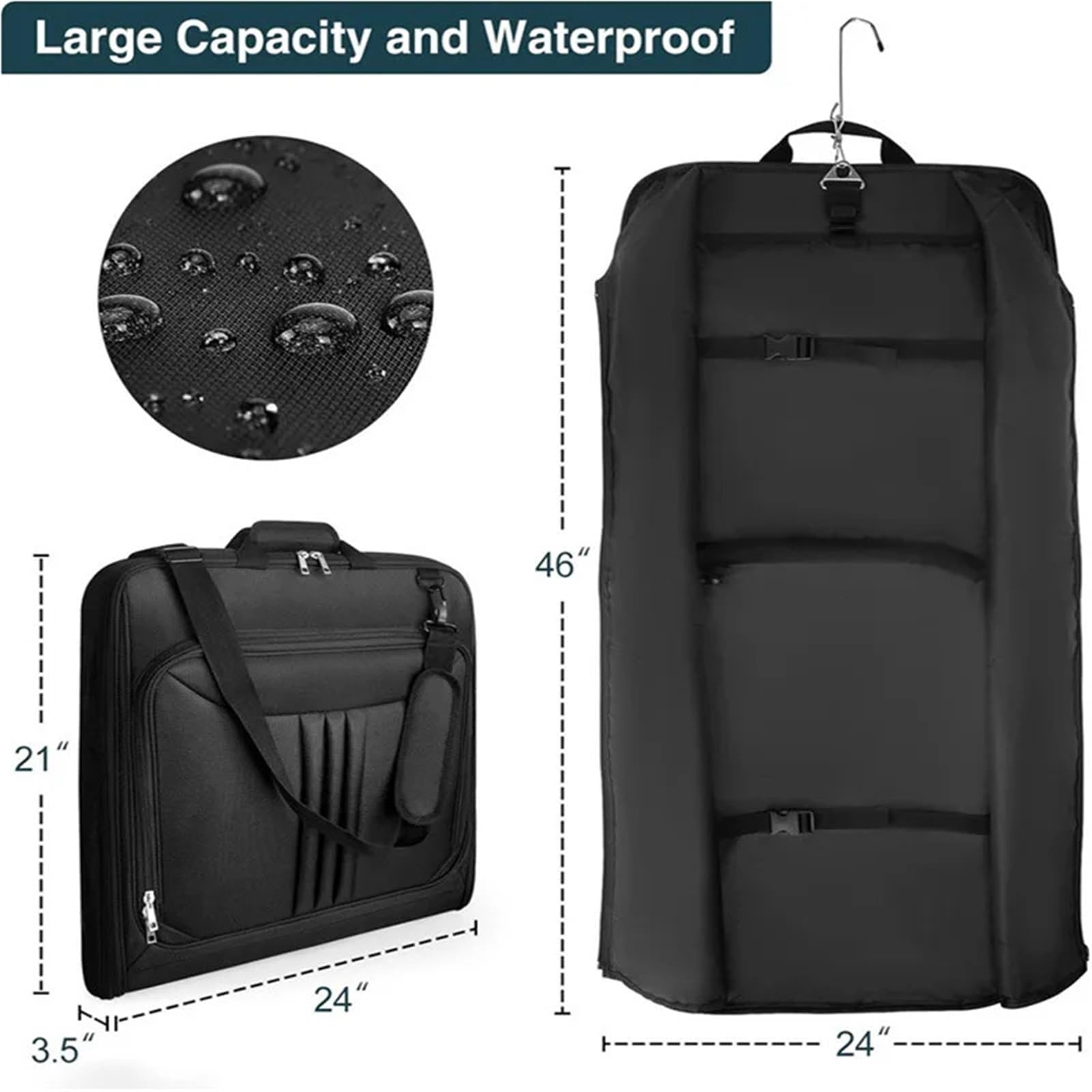 Porta Abito Borsa da viaggio d'affari impermeabile, pieghevole, for appendere vestiti sia asciutti che bagnati
