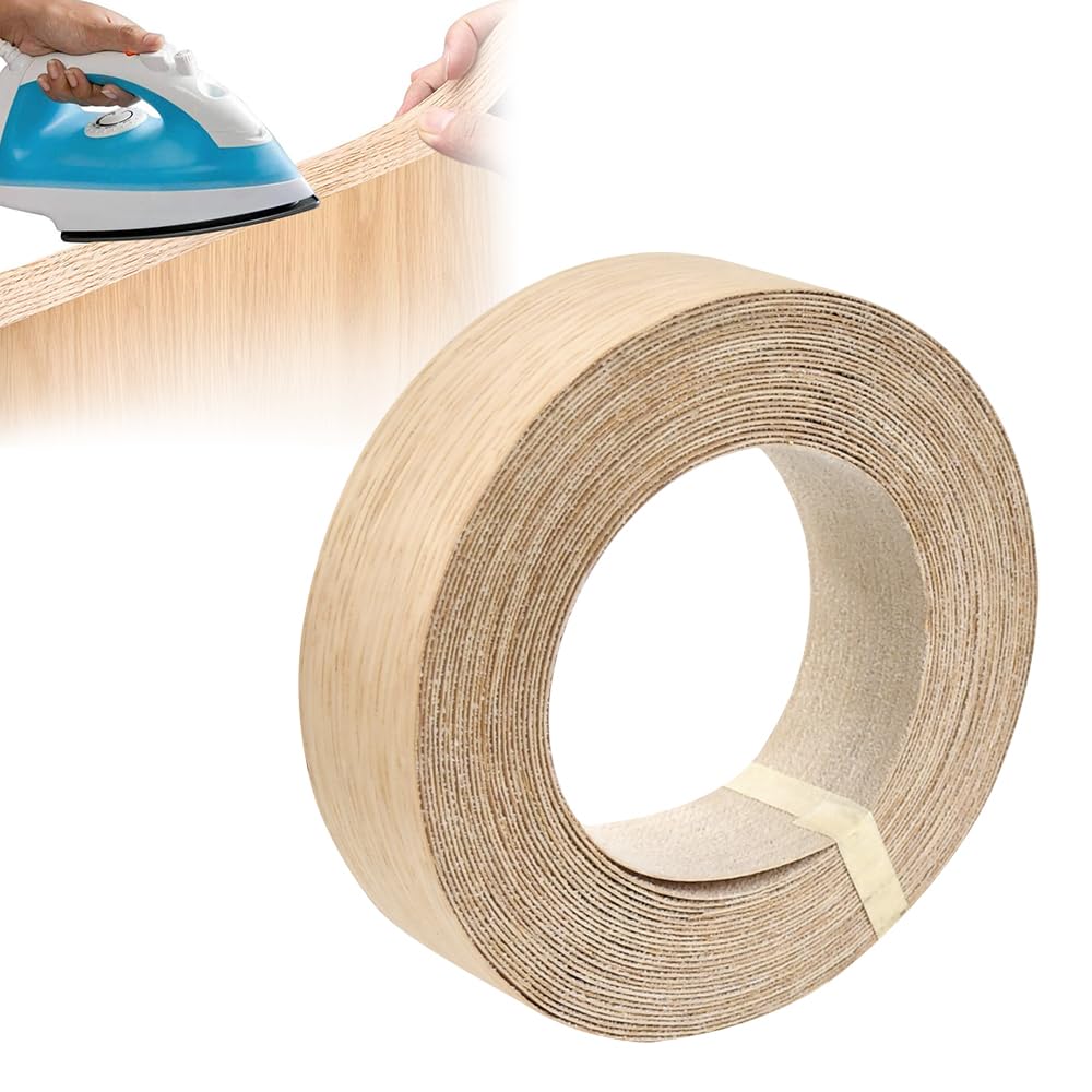 40mm Real Oak Edging Tape - 10m Iron On Edging Strip Pre-Glued Oak Veneer Edging Tape Hot-Melt Adhesive Wood Trim Edging for DIY Application, Edge Tape Edge Banding for Shelves and Panels