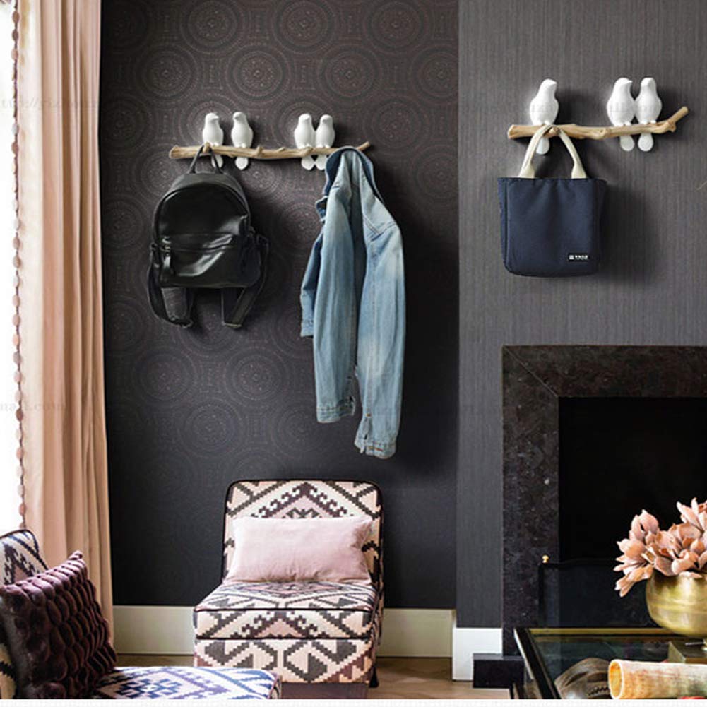 Wandkapstok, Creatieve Vogel Muurhaken Sleutelhouder Handdoek Hanger, Wanddecoratie voor Hal Woonkamer Slaapkamer,2hooks