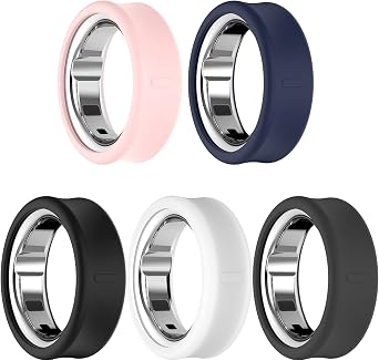 Simpeak Ring Cover Compatible with Oura Ring Gen 4/Gen 3, 5-Pack Soft Silicone Anti-Scratch Protector Case for Women Men, Clear/Black/Pink/Gray/Navy