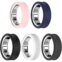 Simpeak Ring Cover Compatible with Oura Ring Gen 4/Gen 3, 5-Pack Soft Silicone Anti-Scratch Protector Case for Women Men, Clear/Black/Pink/Gray/Navy