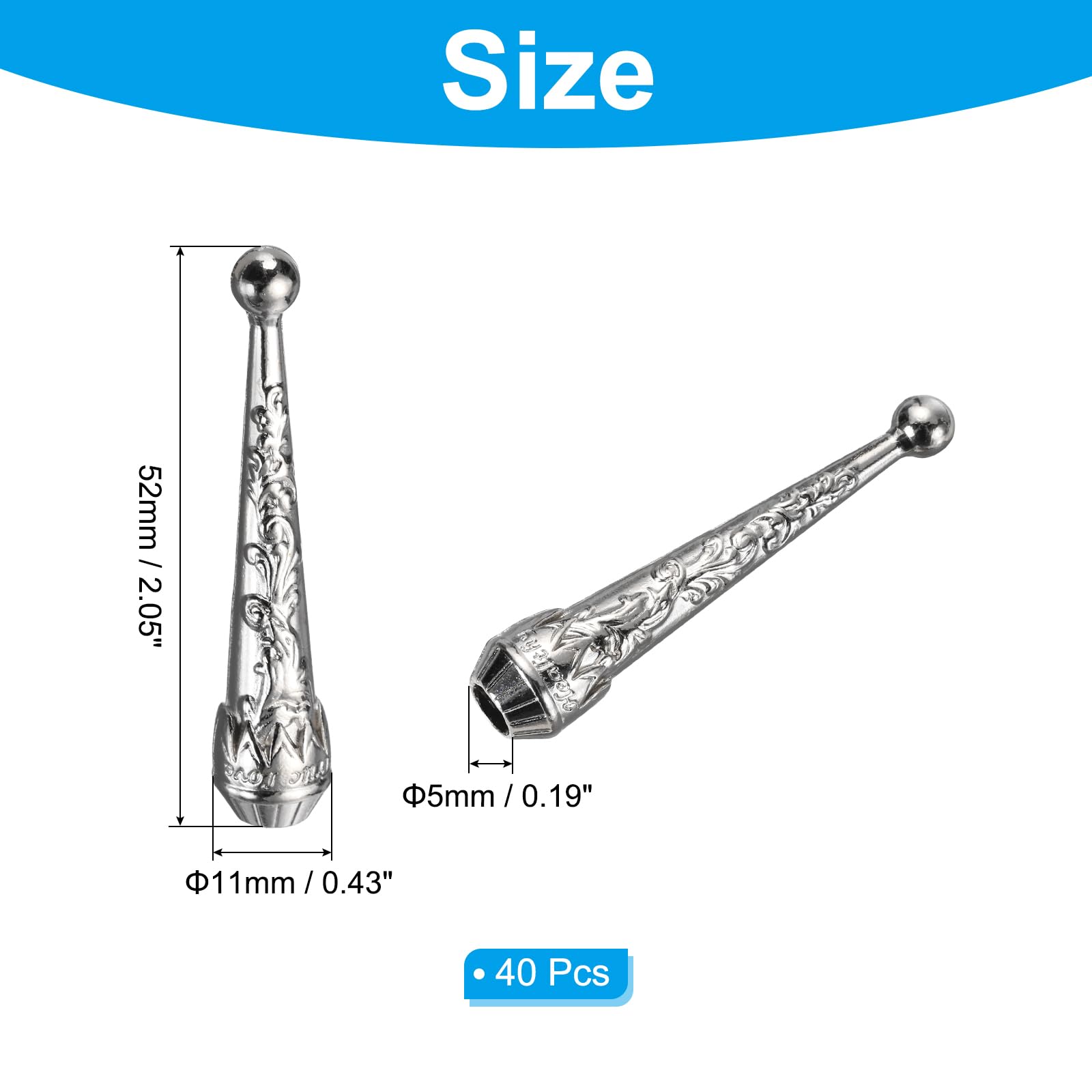 PATIKIL Lot de 40 embouts de cravate Bolo en alliage de 5 mm de long pour loisirs créatifs, décoration de vêtements, argent clair