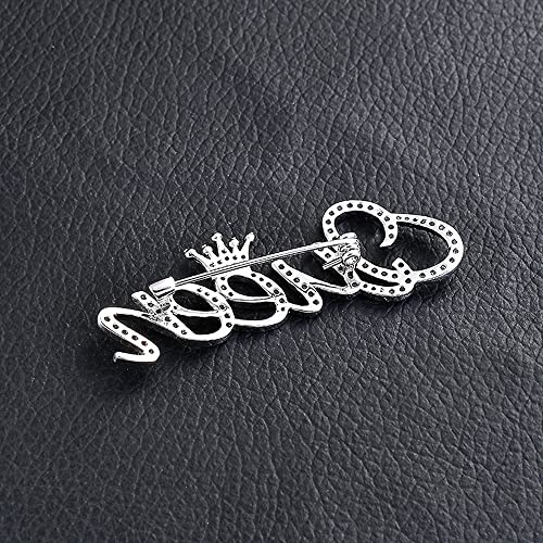 Image of Letter inchQueen inch Brooch Pin Corsage, Sweater Dress Shawl Elegant Jewelry Accessory Decor for Wedding Birthday Party Christmas Gift
