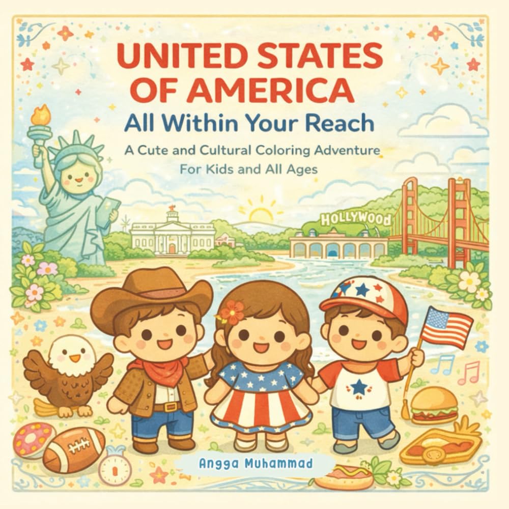 UNITED STATES OF AMERICA: All Within Your Reach: A Cute and Cultural Coloring Adventure Through National Parks, Native Traditions, Iconic Cities, ... Wonders of the USA — For Kids and All Ages