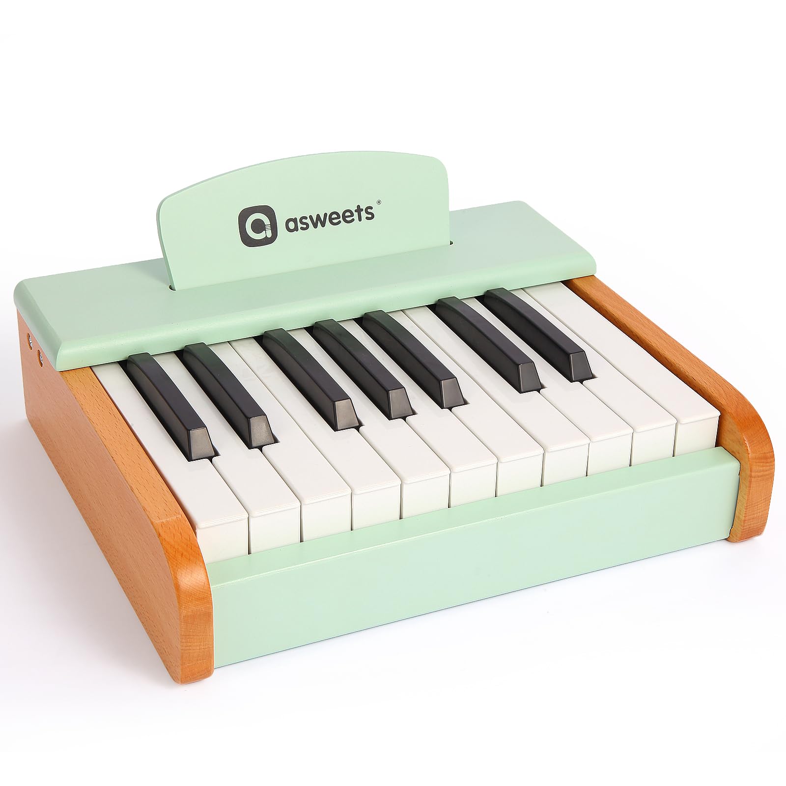 Asweets 18 Keys Piano Keyboard for Kids, Toddler Music Educational Instrument Toy, Wooden Piano for Toddlers Girls & Boys (Green)