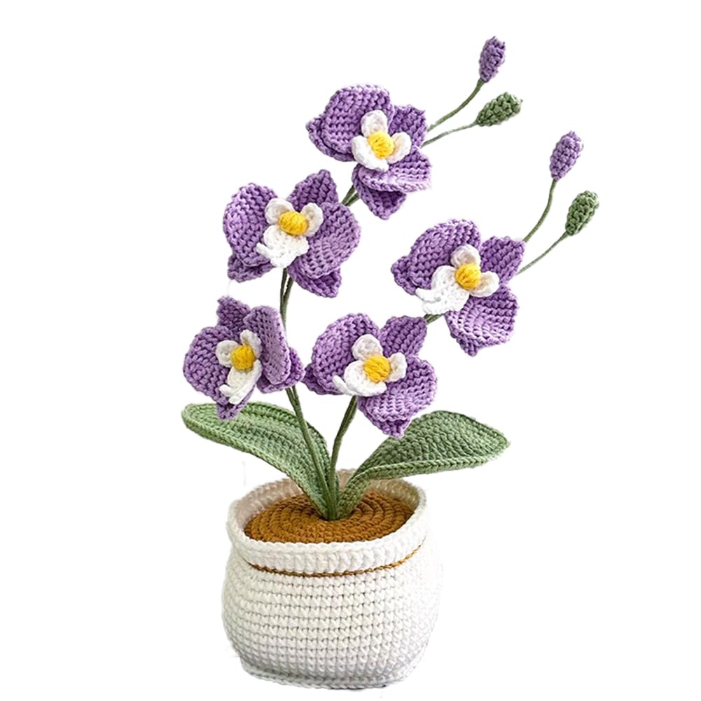 ハンドメイド 編みぐるみ 胡蝶蘭 インテリア Amazon.co.jp: Magicherry ハンドメイド かぎ針編み 蘭 鉢植え 植物