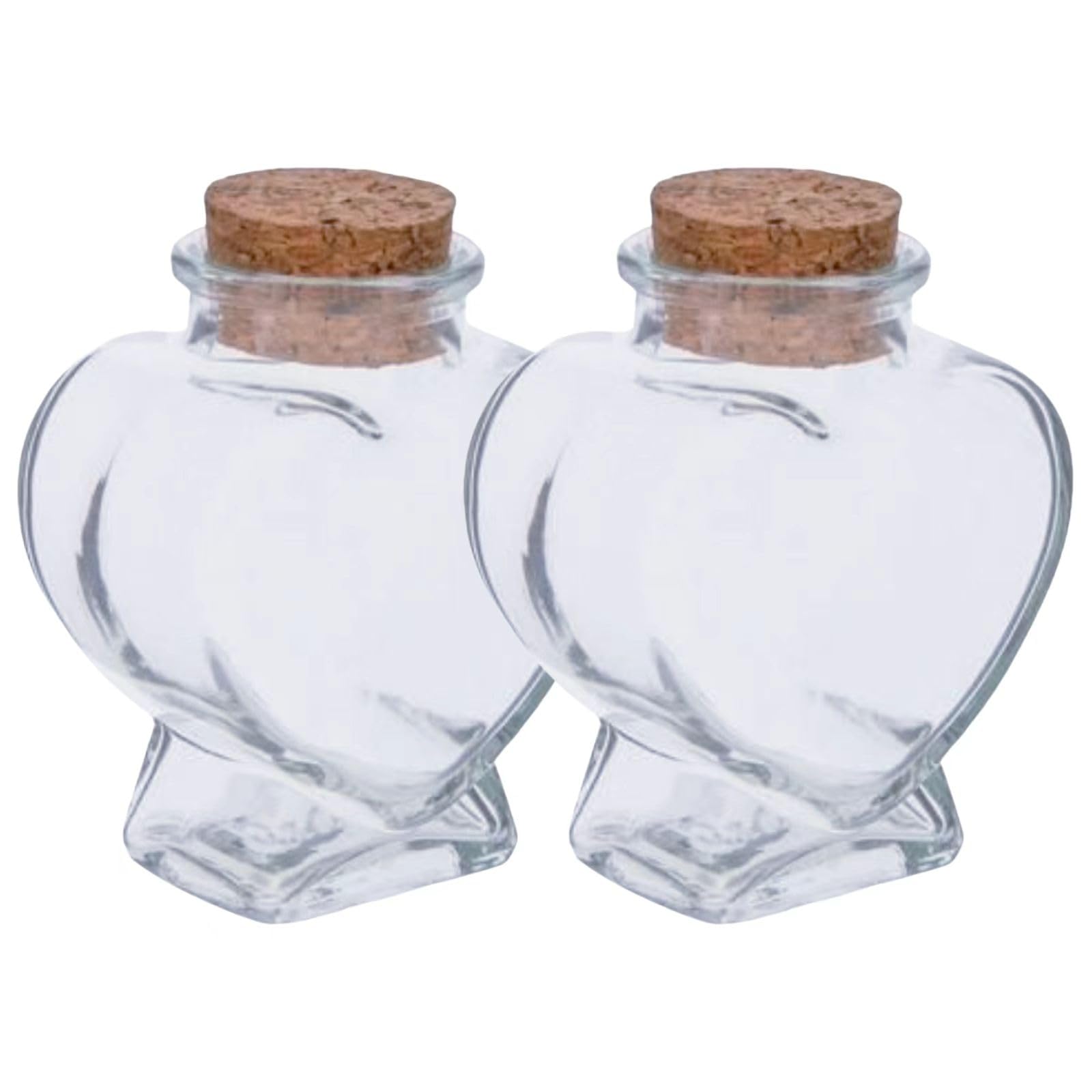 Heart-Shaped Glass Container with Cork Stopper - Ideal for DIY Projects, Home Décor, and Party Giveaways (3-1/4-inch)