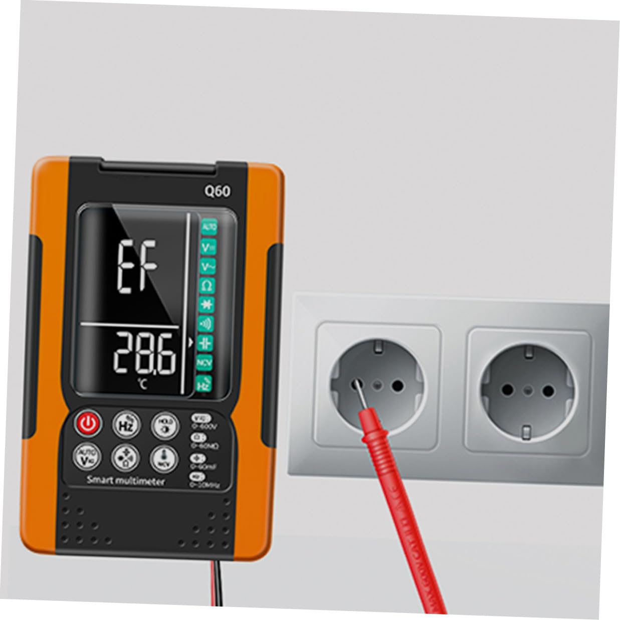 Q60 Digital Multimeter Auto-ranging True Value Ohm Volt Current Tester with Ncv Detection Diode Test Data Hold Backlight for Electrical Repair and Home Use