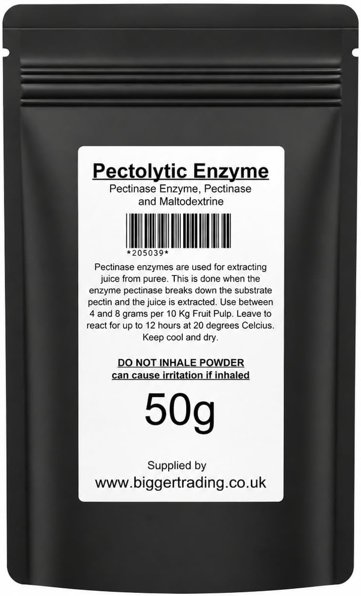 Pectolytic Enzyme (Pectic Enzyme, Pectinase) 50g Pack Top Food Grade Supplied in Heavy Duty Resealable Pouch for Wine Making