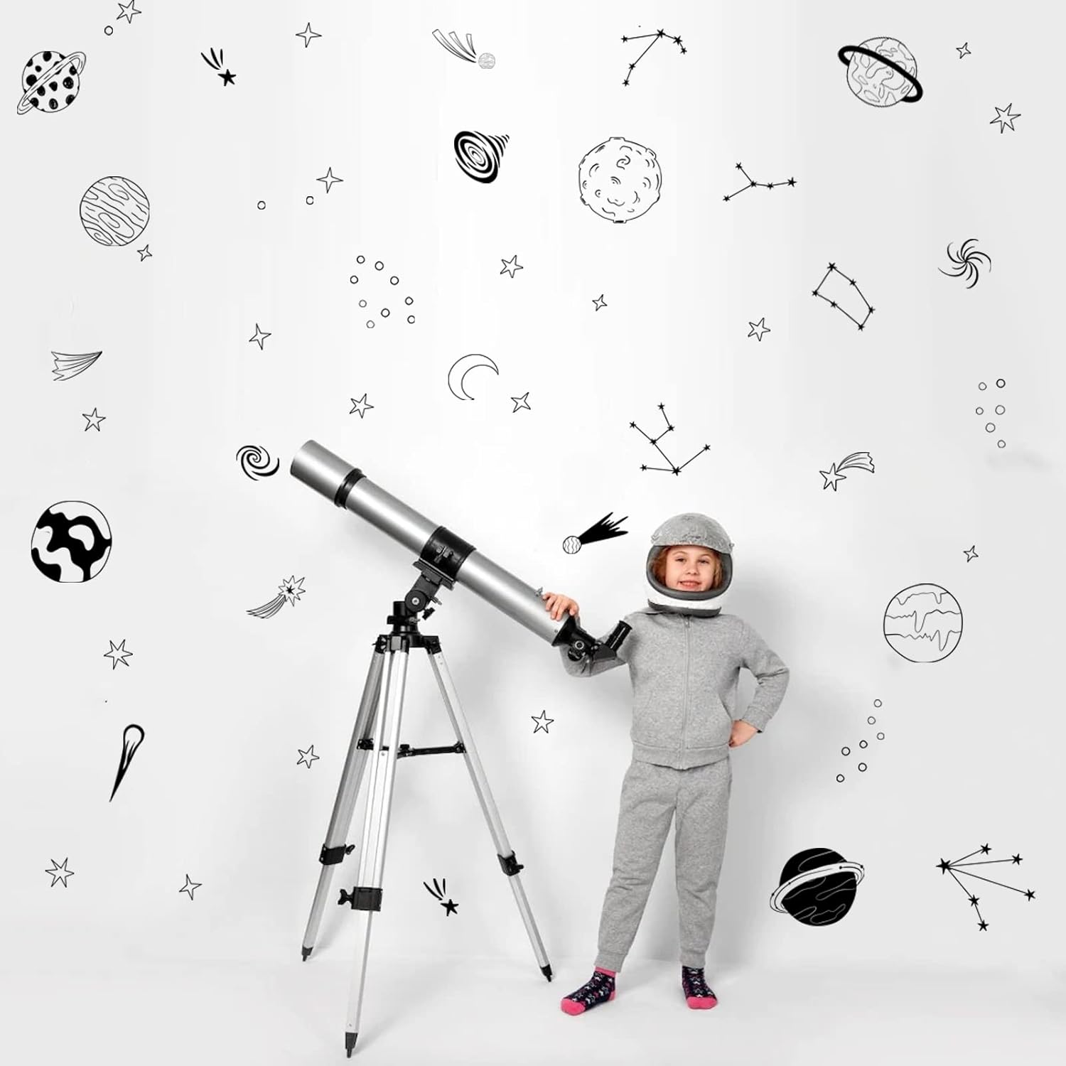 Outer Space Wall Decals Peel and Stick for Kids Girls