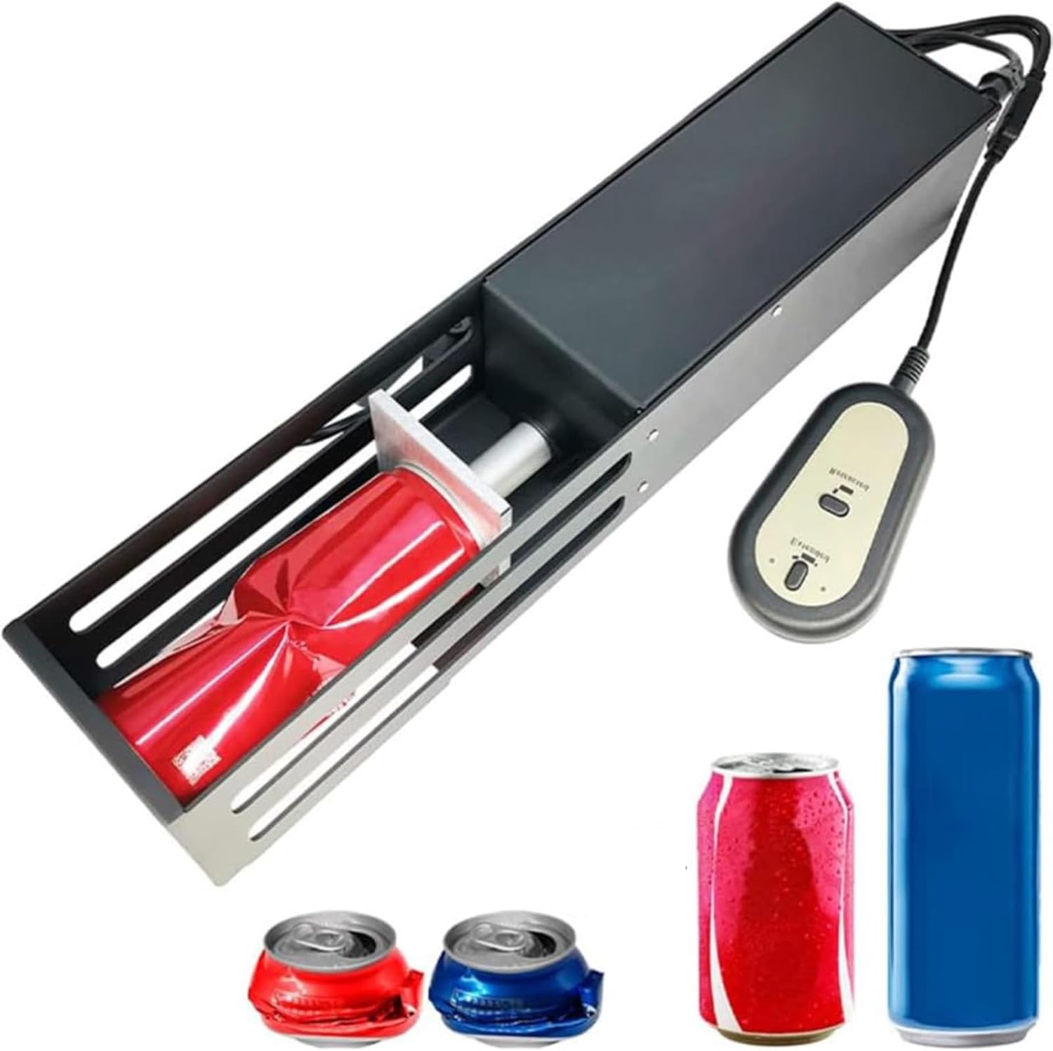 Electric Can Crusher Aluminium Metal Cans Crusher Heavy Duty Crusher for Recycling 12 oz and 16 oz Aluminium soda, soda Beer, Coke cans and Plastic Water Bottles(Black)