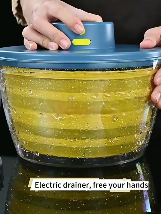 Electric Salad Spinner – Large 4.75L Veggie Washer & Dryer, Dishwasher Safe, BPA Free, Super Easy To Use