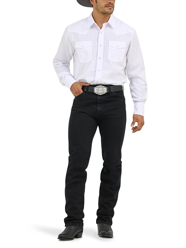 Wrangler Mens Cowboy Cut Silver Edition Slim Fit Boot Cut Jeans, Black, 29W x 30L US by Wrangler - Used condition - US$18.71