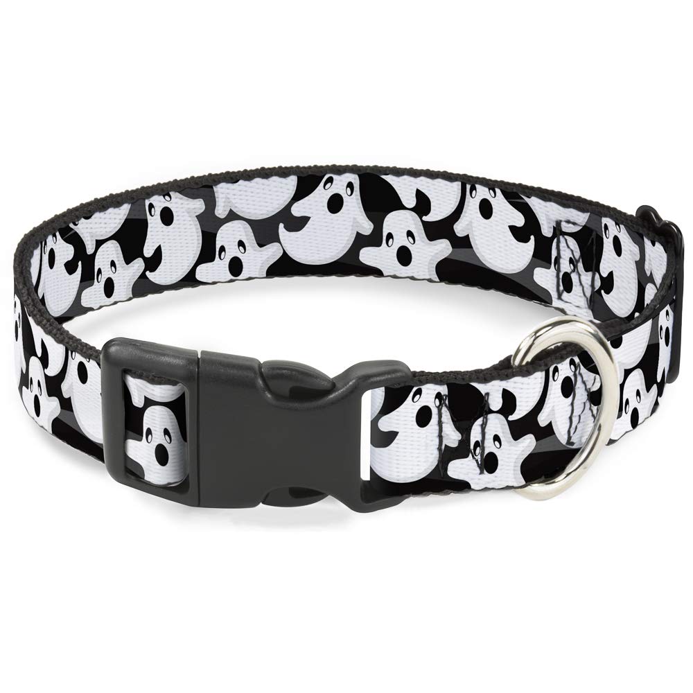 Buckle Down Hundehalsband – Ghosts-Motiv, Schwarz/weiß, Größe L Für 38,1–66 Cm Halsumfang