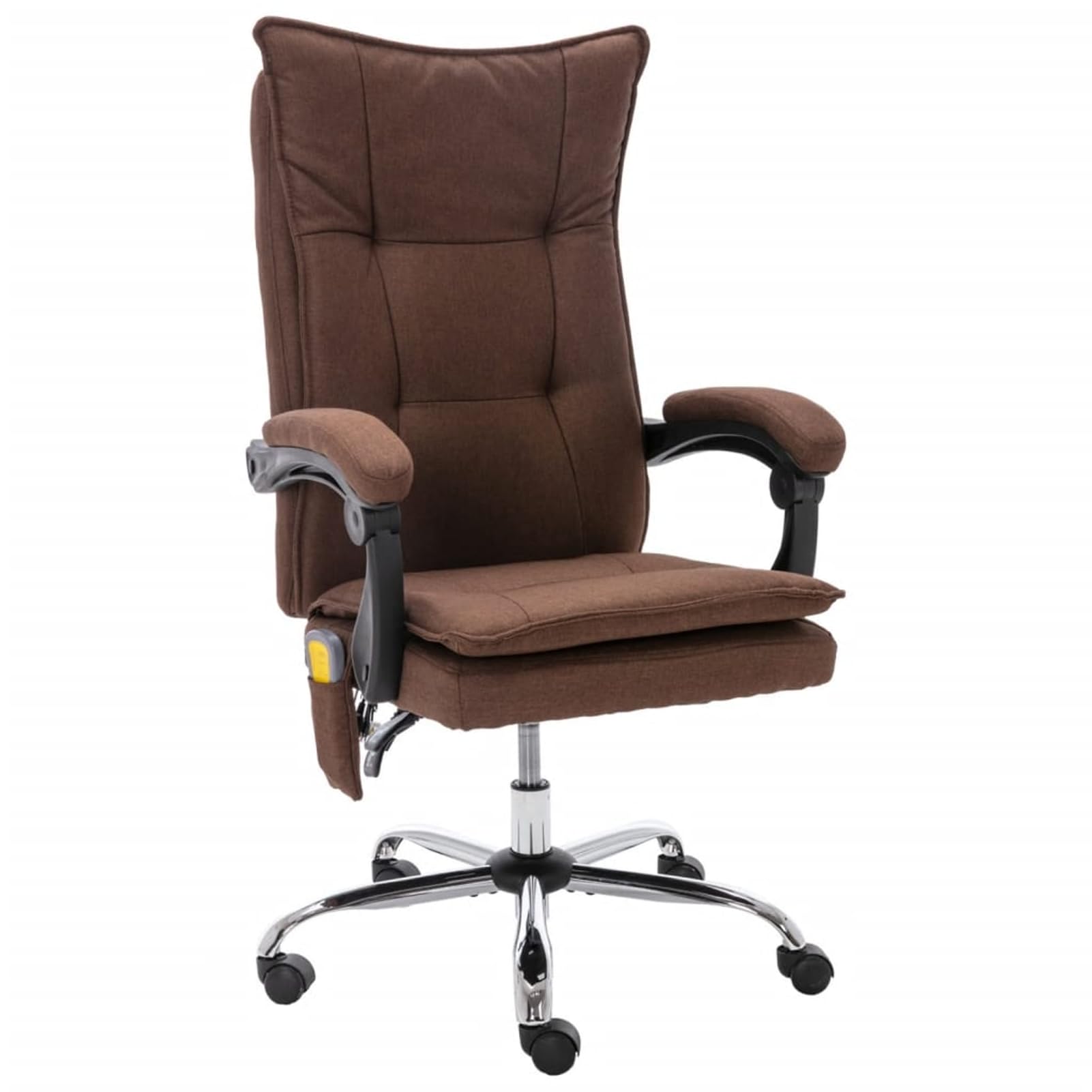 Sedia da ufficio massaggiante ergonomica con massaggio per schiena e seduta e funzione riscaldante, tessuto, marrone, 64 x 68 x (113-120) cm, 1 pezzo