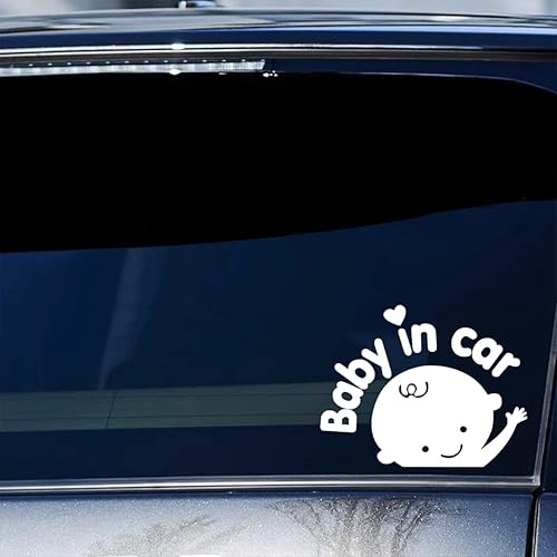 Miniatura 5 de Moioee 3 calcomanías de advertencia de visibilidad nocturna para bebés en el automóvil, letrero de seguridad reflectante impermeable para automóvil,