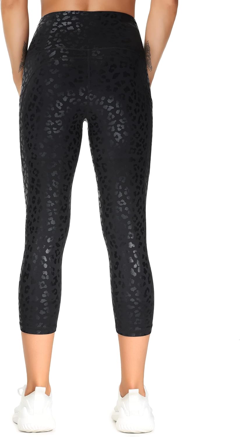 THE GYM PEOPLE Thick High Waist Capris Yoga Pants with Pockets, Tummy Control Workout Running Yoga Leggings for Women - Image 4