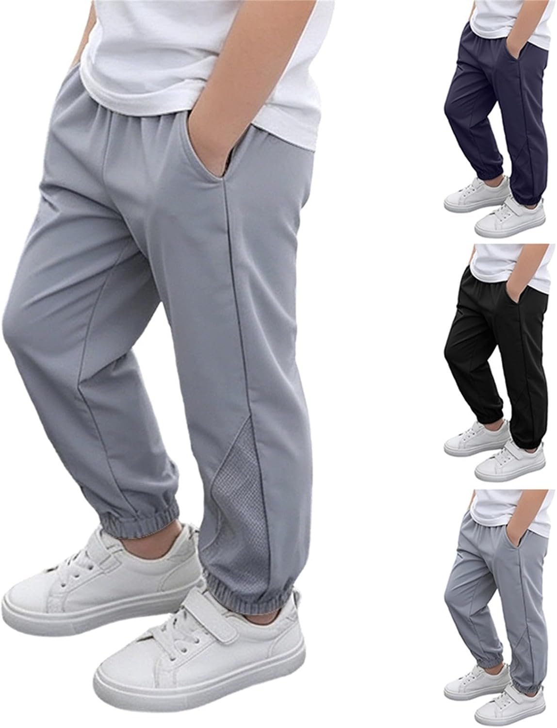 Boys Athletic Joggers Baggy Elastic High Waist Mesh Harem Sweatpants Wide Leg Hip Hop Streetwear Sweat Pants with