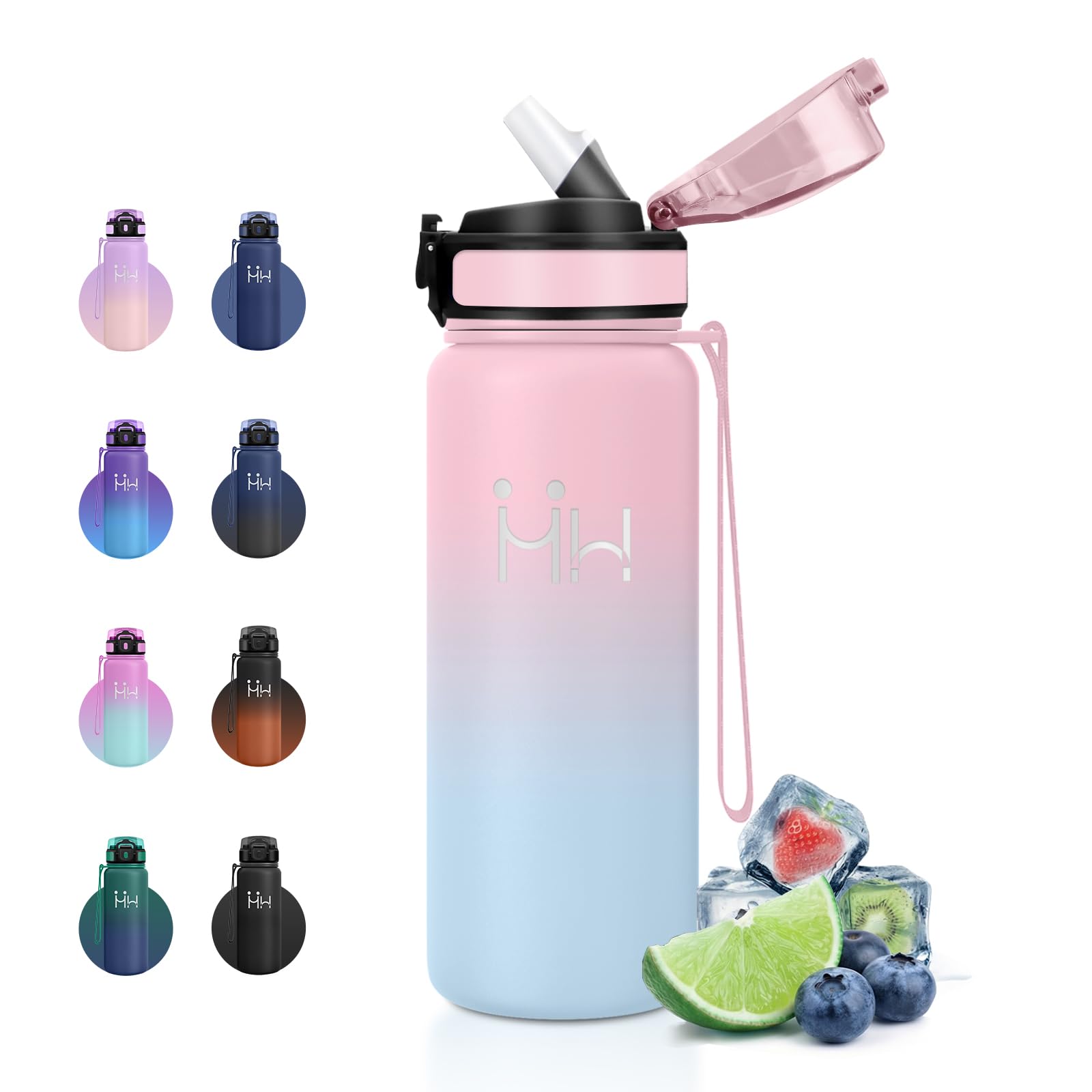 JAPORIA Gym Water Bottle 750 ml, Double Walled Thermal Stainless Steel with Straw, BPA-Free, Insulated Water Bottle for Training and Travel