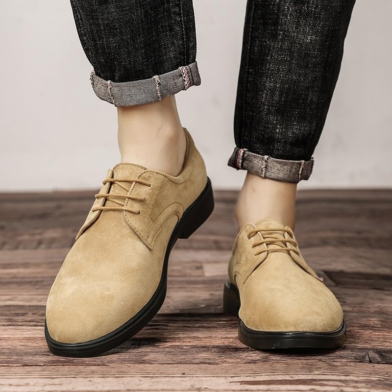 Formal Oxford Shoes for Men Lace Up Round Toe Vegan Leather Derby Shoes Block Heel Non Slip Low Top Slip Resistant Rubber Sole Prom4