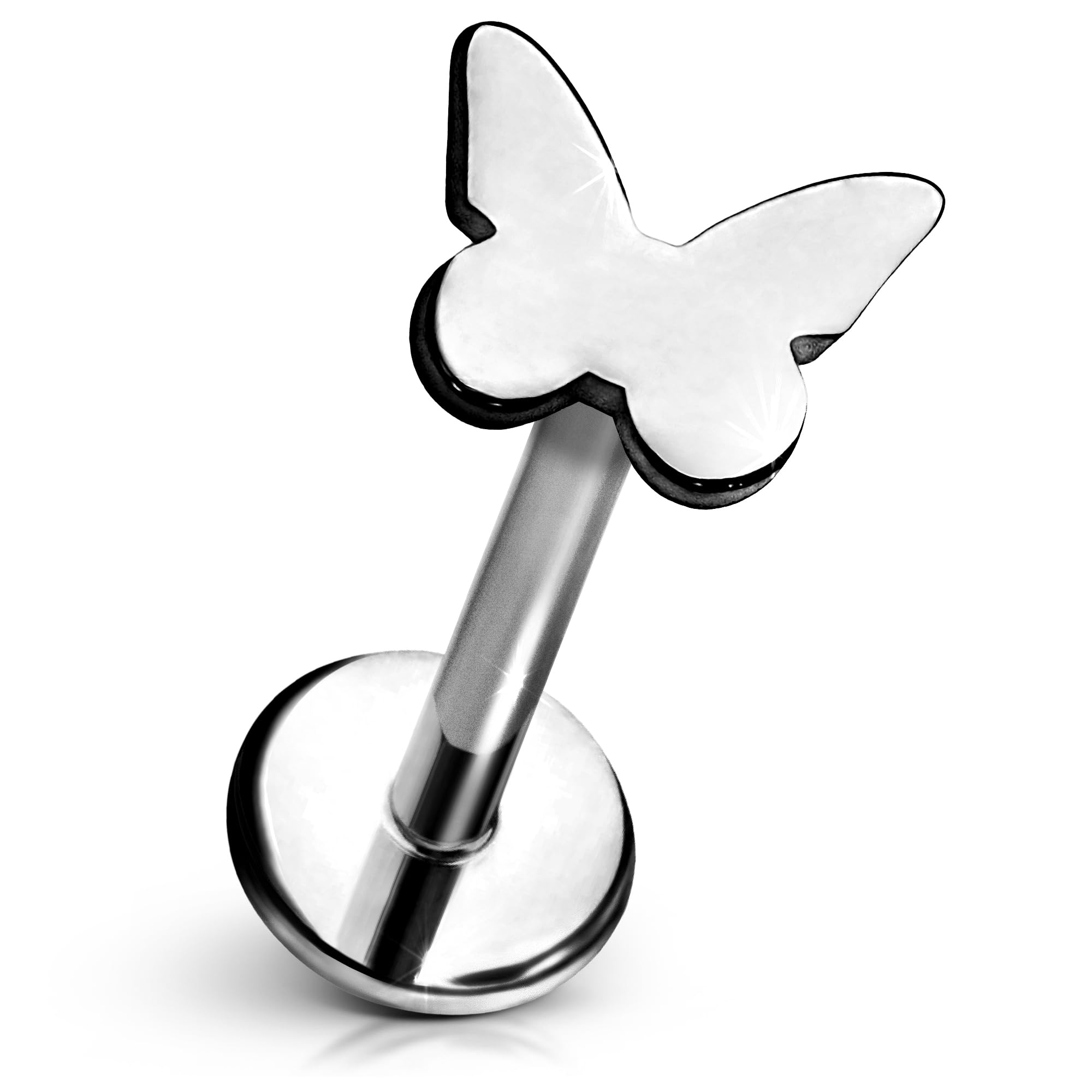 Cords Club Butterfly Flat Back Stud – ASTM-F136 Implant Grade Titanium - Push Pin Design for Sensitive Ears – Available in 18K PVD Gold Plated &