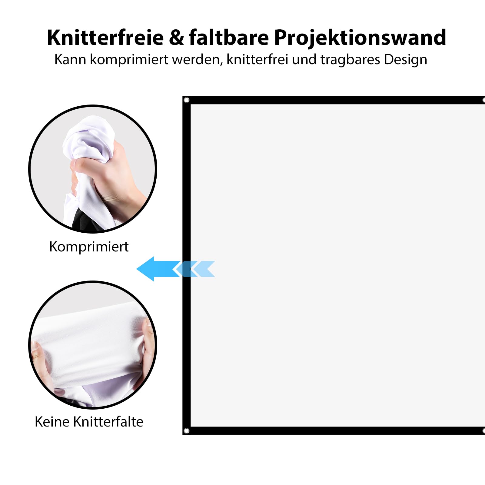 Schermo Proiettore 100 Pollici Telo Proiettore Anti Rughe Pieghevole Portatile Lavabile, Schermo Proiezione Esterno per Casa Ufficio Eventi All`Aperto Teatro