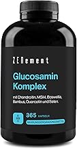 Glucosamin & Chondroitin Hochdosiert, 365 Kapseln mit Chondroitin, MSM, Boswellia, Bambus und Quercetin | ohne Zusätze | Zenement
